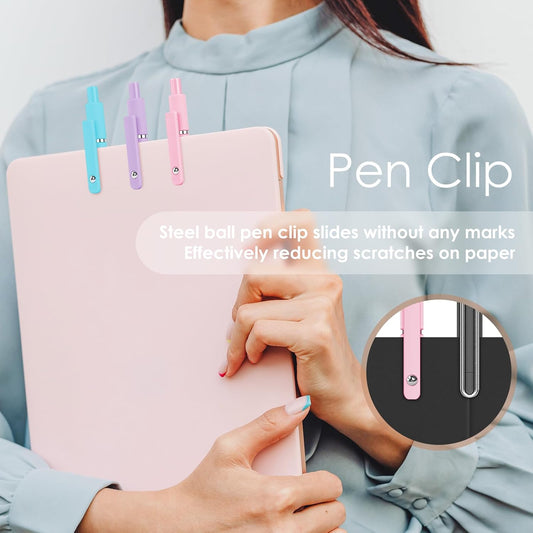 5 Pcs Gel Ink Pens, 0.7mm Medium Tip Black Ink Roller Ball Pens, Quick Drying Pens for Smooth Writing