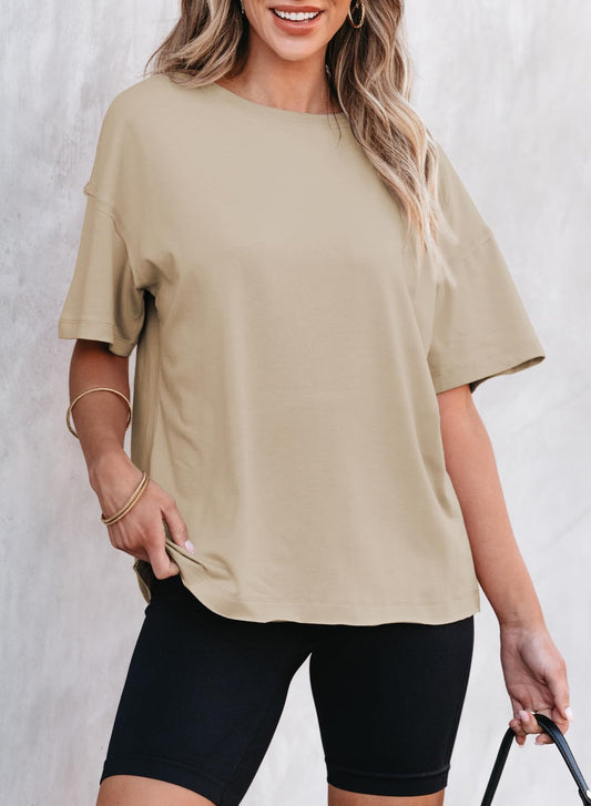 Women¡¯s Solid Color Round Neck Short Sleeve T-shirt (Buy 2 Free Shipping)