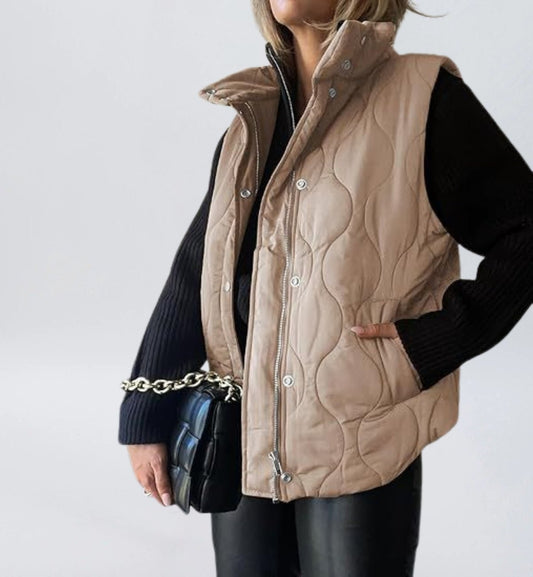 Women Cropped Puffer Vest Stand Collar Sleeveless Lightweight Quilted Vest