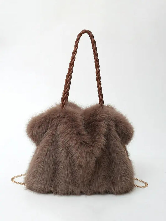 Versatile Plush Velvet Shoulder Tote Bag