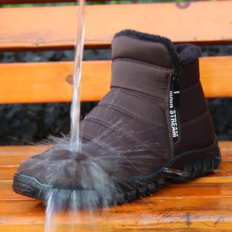 Men's Waterproof Warm Cotton Zipper Snow Ankle Boots
