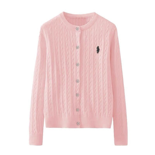 Autumn/Winter New Elegant  Embroidered Pony Twist Cardigan Top Sweater Women